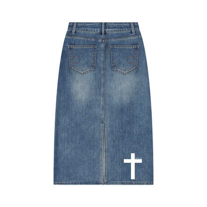 Women’s Vintage Wash Denim Skirt