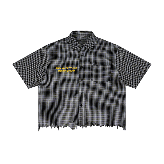 God Is Great Distressed Plaid Boxy Shirt