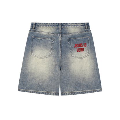 Jesus Is Lord Baggy Denim Shorts