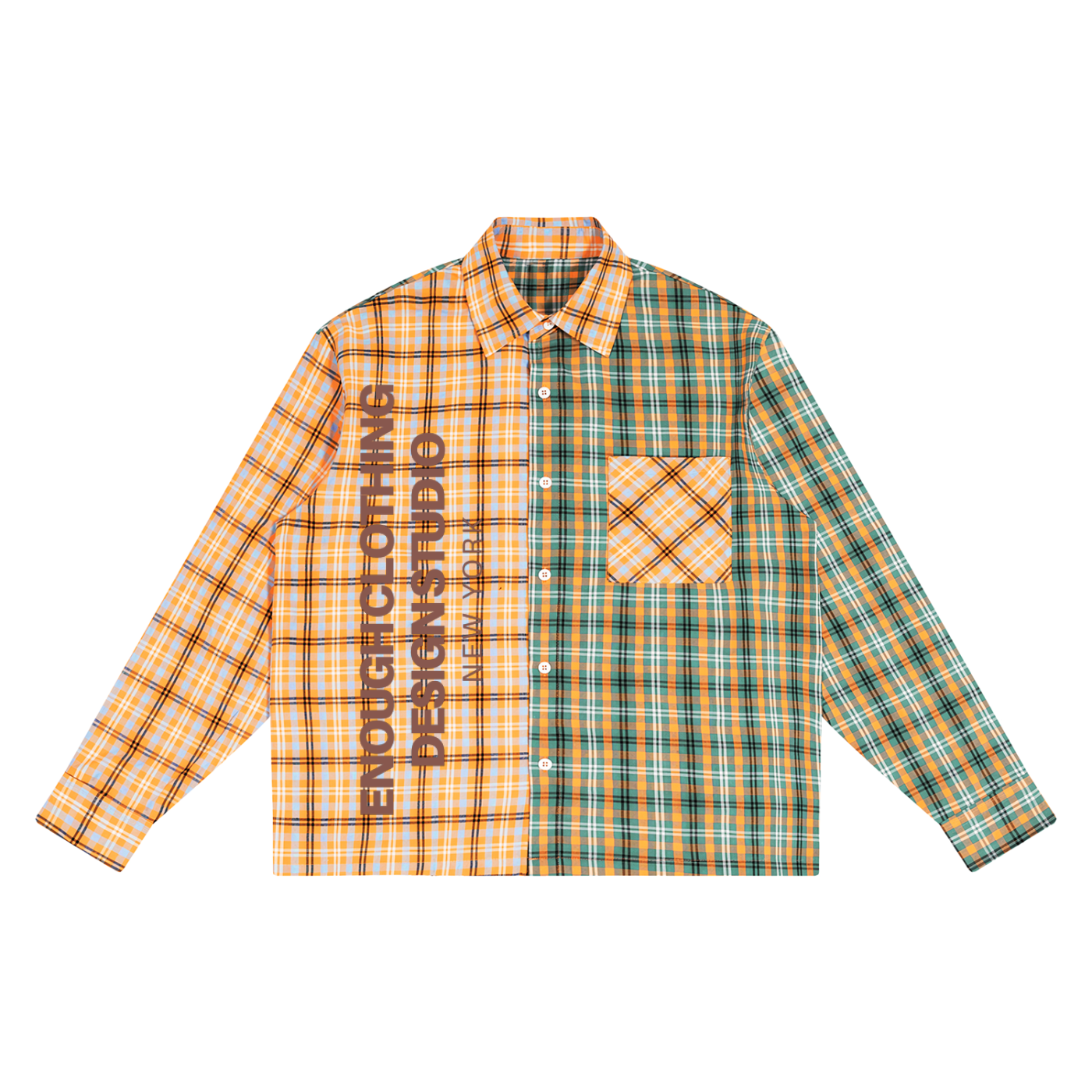 Unisex Oversized Plaid Color Block Shirt