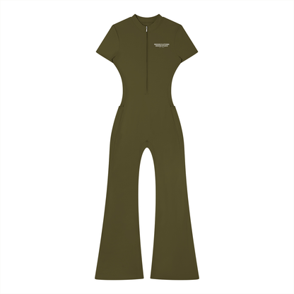 Women’s Tight Flared Leg Quarter-Zip Jumpsuit