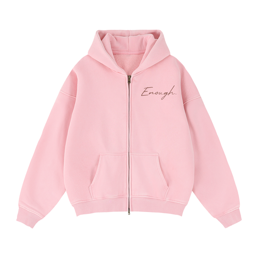 Enough.Zip-Through Boxy Fleece Hoodie