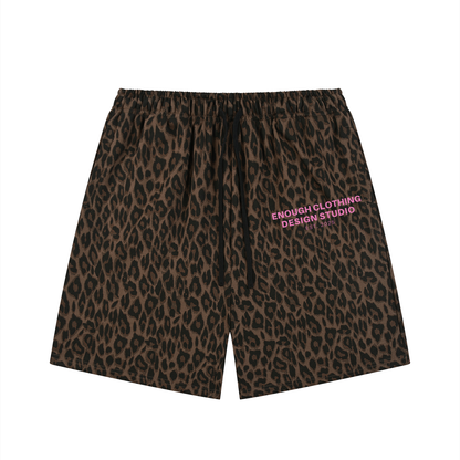 Unisex Heavyweight Leopard Drawstring Shorts