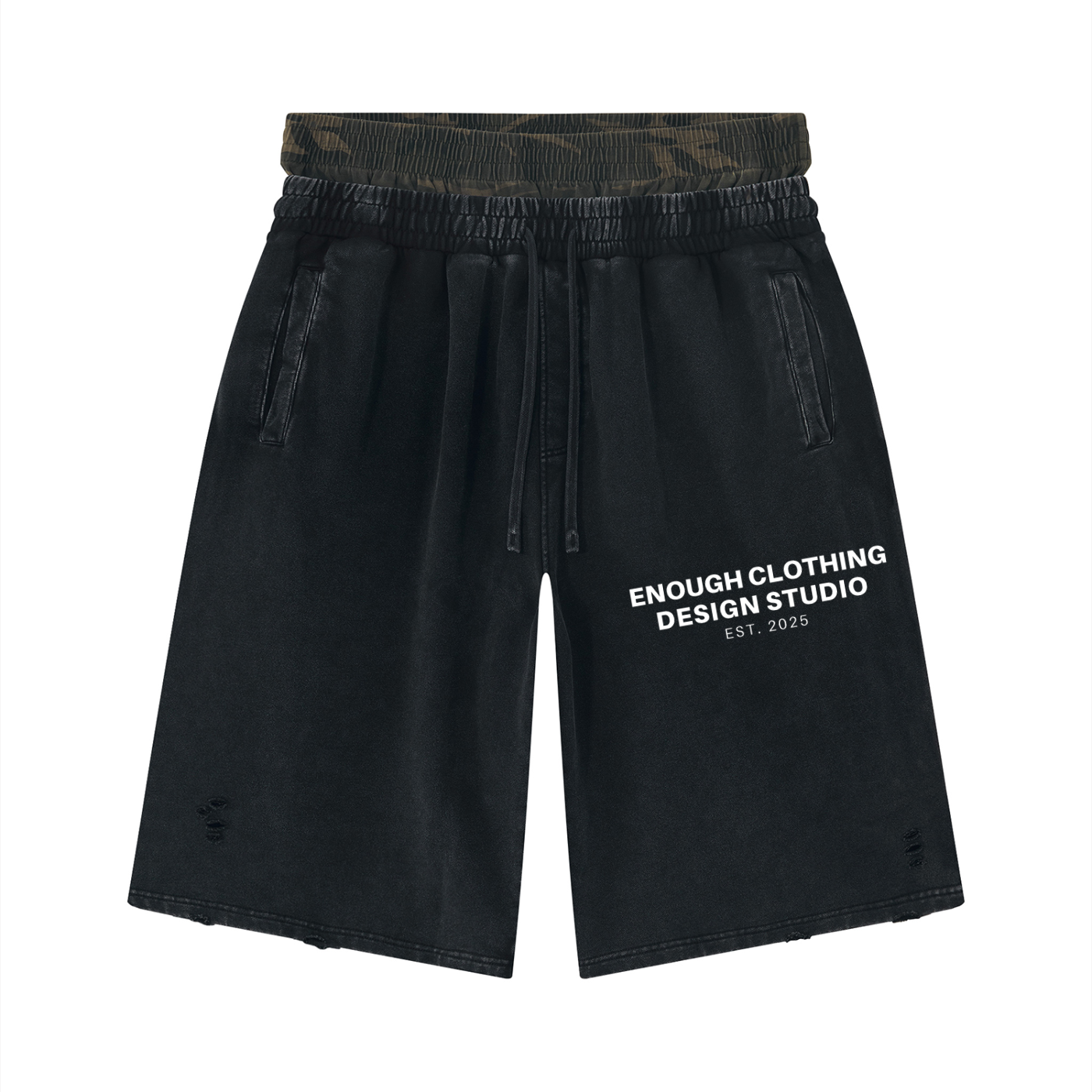 Unisex Vintage Wash Distressed Wide Leg Shorts