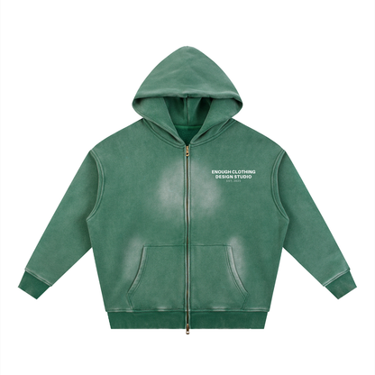 Sunfade Two-way Zipper Boxy Fleece Hoodie