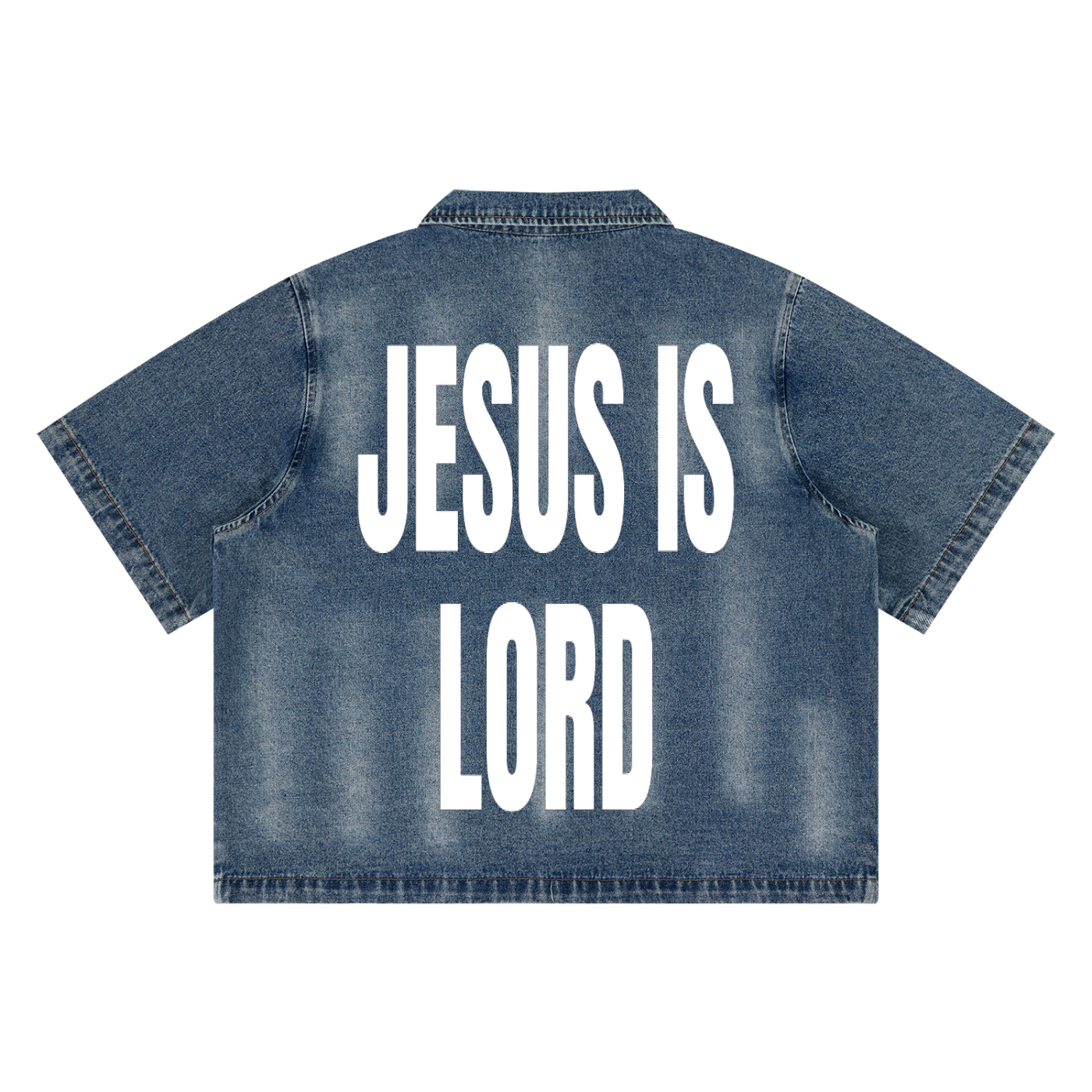 Unisex Vintage Washed Full-Zip Denim Shirt