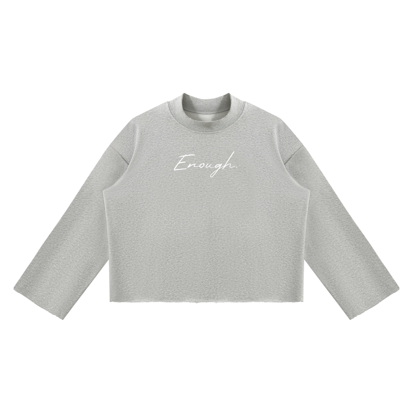 Unisex Mock Neck Raw Edge Boxy Sweatshirt