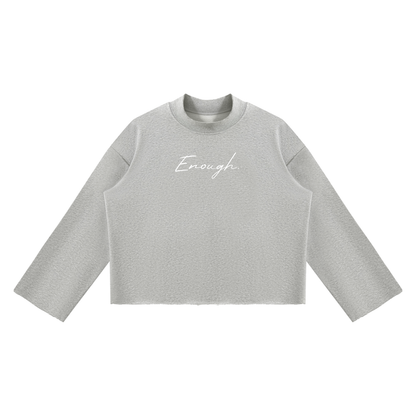 Unisex Mock Neck Raw Edge Boxy Sweatshirt
