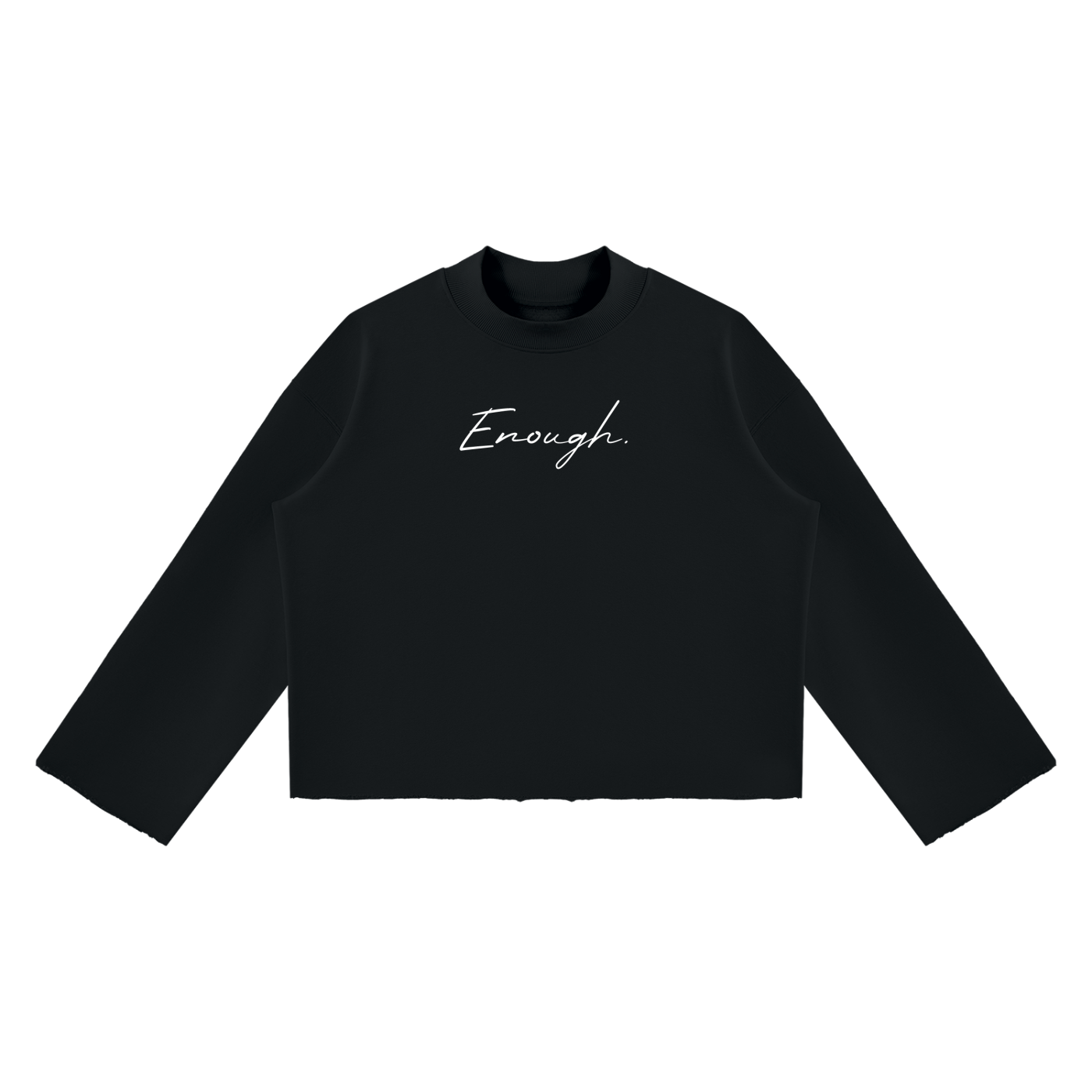 Unisex Mock Neck Raw Edge Boxy Sweatshirt
