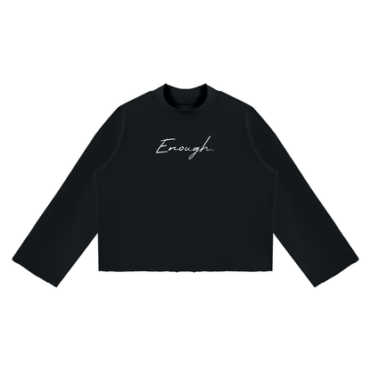 Unisex Mock Neck Raw Edge Boxy Sweatshirt