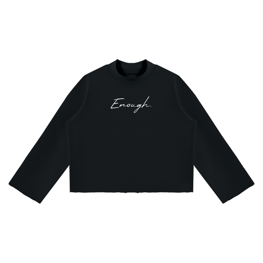 ECDS Mock Neck Raw Edge Boxy Sweatshirt