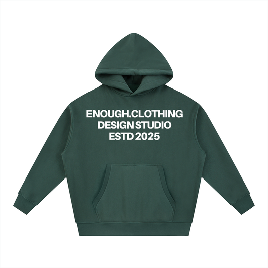 Enough.Essential Boxy Hoodie Dark Green