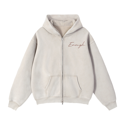 Enough.Zip-Through Boxy Fleece Hoodie