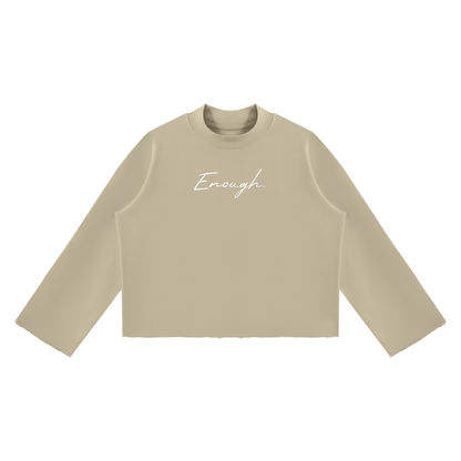 Unisex Mock Neck Raw Edge Boxy Sweatshirt