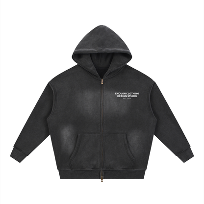 Sunfade Two-way Zipper Boxy Fleece Hoodie