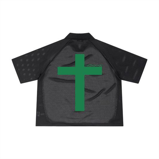 Enough.Striped Mesh Boxy Soccer Jersey