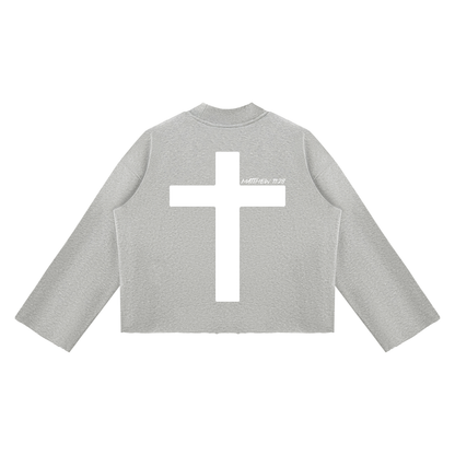 Unisex Mock Neck Raw Edge Boxy Sweatshirt
