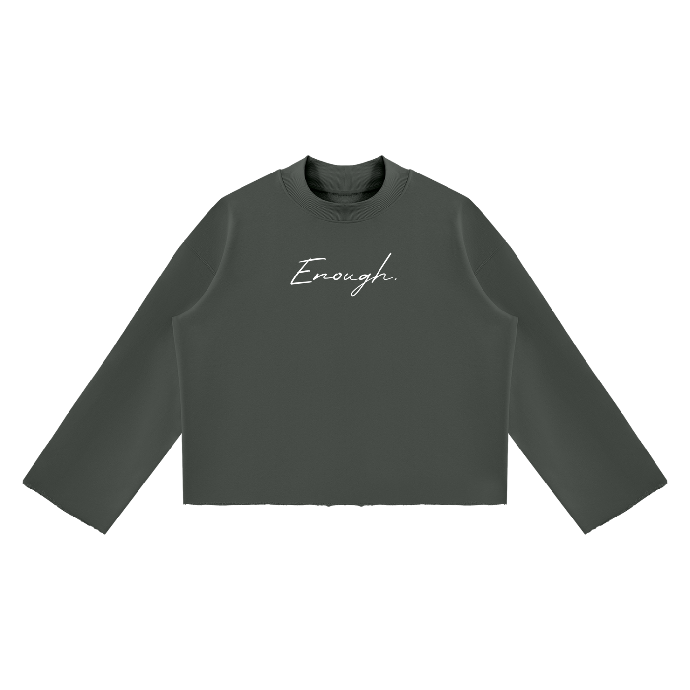 Unisex Mock Neck Raw Edge Boxy Sweatshirt