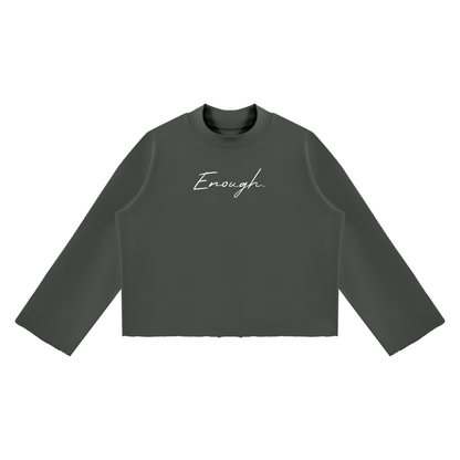 Unisex Mock Neck Raw Edge Boxy Sweatshirt